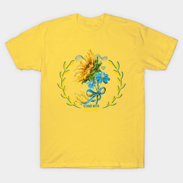 Ukrainians flowers "Stand with Ukraine" T-Shirt by tashashimaa